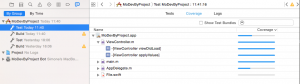 Code coverage information in the Report Navigator